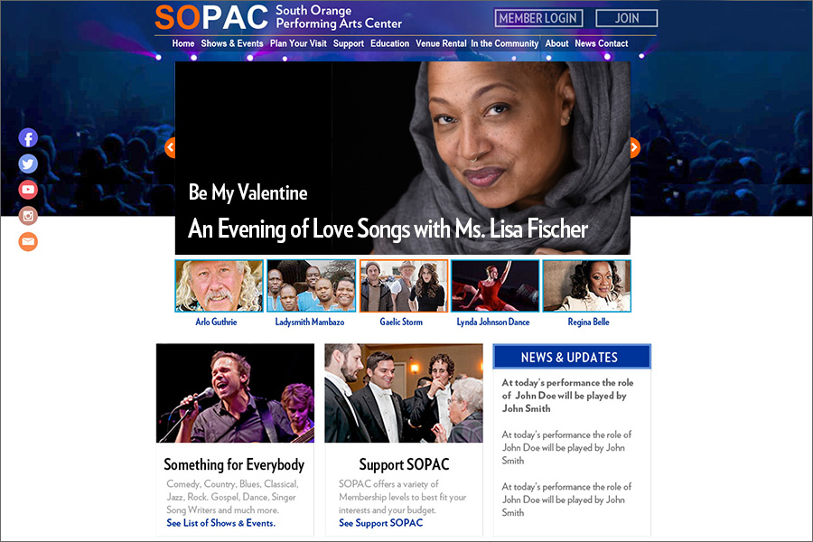 SOPAC Shows and Events page